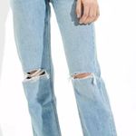 American Eagle  '90s Straight Jean Light Wash Ripped Rips High Waisted High Rise Photo 1