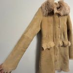 BCBGMAXAZRIA  100% Leather Sueded Shearling Coat Size Medium Old Money Mob Wife Photo 6