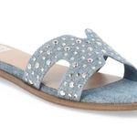 MADDEN NYC Womens Slip On Slide Sandals Size 9 Denim Diamanté New Blue Photo 6