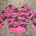 PINK - Victoria's Secret Victoria's Secret Pink Camo Slouchy Raw Edge Crew Neck Sweatshirt Off Shoulder Photo 2