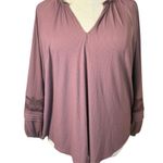 Torrid  Textured Jersey V-Neck Crochet Long Sleeve Top Rose Taupe 3X Boho Peasant Photo 3