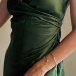 ZARA  Satin Effect Slip Green Draped Lingerie Style Dress Small Spaghetti Strap Photo 2