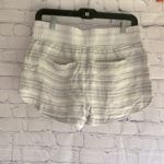 Athleta  Gray,‎ white Stripe100% Linen Shorts with Elastic Waistband woman size 6 Photo 1