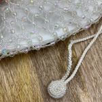 Vintage Beaded Drawstring Bag White Iridescent Boho Cocktail Wedding Photo 4