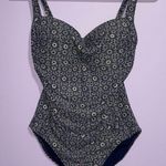 Nip Tuck Nautical Foil Joanne One Piece Swimsuit Women Size 6 Ruched Lined Boho Blue Photo 0