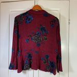 Habitat Floral Print Button Down Peplum Top Red Blue Women's Size Small Church Photo 1