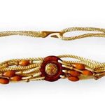 Motion‎ East Vintage Rope Belt Wood Bead Gold Beads 70s Style Boho Women’s Large Brown Photo 0