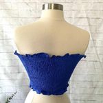 Boutique Blue Lace-Up Top Photo 3