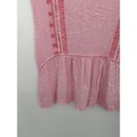 Very J Top Women MEDIUM Pink Embroidered Scoop Neck 100% Rayon Tunic Tank Photo 3