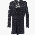 Nightcap  Dixie Long Sleeve Lace Romper Size 2 Black Partially Lined Keyhole Back Photo 5