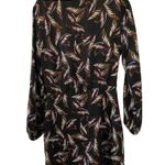 ALC Frank ALC Freja Black Palm Leaf Print Smooth Silk Long Sleeve Dress 4 EUC Photo 8