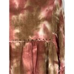 Tru Luxe Women's Tie Dye Linen Blend 3/4 Sleeve Tunic Top Red Brown Size Large Photo 6