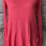 Free People  Womens Shirt Sz XS Coral Waffle Knit Long Sleeve Casual‎ Photo 0