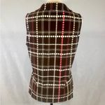 Tommy Hilfiger brown tan and pink dot and grid print button down top size large Photo 2