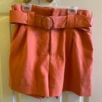 Stradivarius Orange Leather Shorts Photo 1