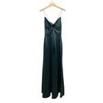 Dessy Collection Cowl Neck Criss Cross Back Satin Maxi Slip Dress 3056 size 8R Green Photo 3