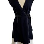 Anthropologie JOIE Mahesa Midi Navy Blue Antique White Wrap Dress Photo 2