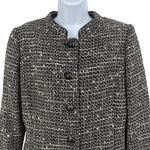 Elie Tahari Virgin Wool Tweed Blazer Jacket Coat Button Up Large Black Photo 2