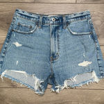 Abercrombie & Fitch  The Mom High Rise Stretch Blue Jean Shorts Size 25 Photo 0