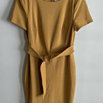 Calvin Klein  Camel Sheath Dress Size 8 Belted Neutral Workwear Classic Photo 0