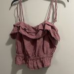 American Eagle  Mauve Babydoll Ruffled Peplum Cropped Tank Top Photo 2