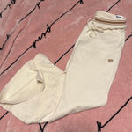 PINK - Victoria's Secret Victoria’s Secret PINK Ivy Fleece Flare Pants Ivory Women’s Large NWT Photo 0