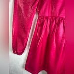 Lalavon Women’s Hot Pink Puff Sleeve Shiny Fairy Babydoll Mini Dress Size Small Photo 2