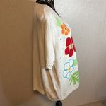Breckinridge Woman NWT White‎ Floral Knitted Shirt Sleeve Button Sweater Size 2X White Photo 1