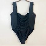 J.Crew Plus Size 24 Black Ruched Squarenck One Piece Swimsuit NWT Classic Staple Photo 3