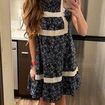 SEA NEW YORK Dark Blue Floral Cotton Lace Trimmed Tilly Tunic Dress Size 14 Photo 15