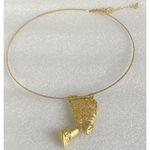 VTG Egyptian Queen Goldtone Large Pendant slide On Goldtone Wire Necklace Gold Photo 1