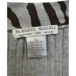 Alberto Makali Women's Large Cardigan Sweater Animal Print Grey Brown Ribbed Photo 1