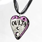 Pastel Goth Planchette Witchy Celestial Charm on Black Ribbon Necklace Photo 0