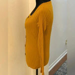 Full Circle Dark Yellow Ribbed Button Front Long Sleeve Shirt Size M Photo 3