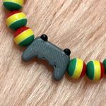 Handmade Grey Video Game Controller Rasta Rainbow Beaded Bracelet Photo 3