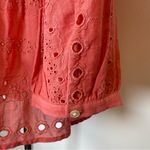 Loft Ann Taylor  Coral Pink Eyelet Peplum Blouse Cotton Blend Womens Size Medium Photo 6