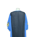 Bilo Brazil Blue Linen Crochet Puff Sleeve Long Midi Maxi Dress Size XS Photo 6