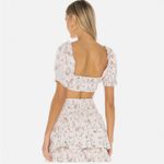 We Wore What Puffy Sleeve Floral Crop Top in Pink Size Extra Small Photo 2