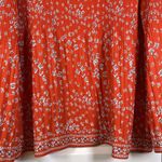 Max Studio  Pleated Red Orange Floral Flowers Bell Sleeves Size Large EUC #0999 Photo 2