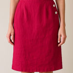 Talbots  Womens Linen Pencil Skirt Size 4 Red Irish Linen‎ Button Detail Photo 0