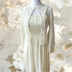Vintage 70s Ivory Cream Montgomery Ward Wedding Prom Dress Lace Cardigan Sz 5/6 Photo 15