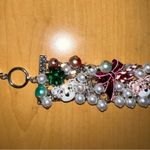Betsey Johnson  rhinestone bear pearl bow Christmas bracelet Photo 1