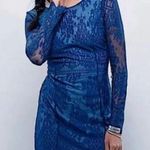 Free People women deep blue long sleeve lace mini dress taylor swift S Photo 0