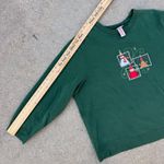 Y2K Christmas Green Embroidered Crew Sweatshirt Snowman Elf Reindeer Santa 3X Photo 8