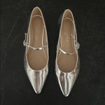 Marc Fisher Daner Trella pointed toe ballet flat mary jane silver leather size 7 Photo 4