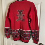 ID Distinction teddy bear and holiday motifs cardigan size small vintage 80’ Red Photo 11