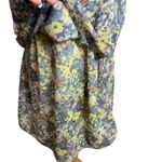 CAbi Positano Layered Tank Top Womens L Blue Yellow Floral Chiffon Feminine Boho Photo 4