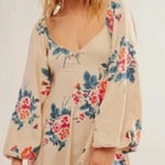 Free People NWOT   Francesca Floral Print Long Sleeve Minidress WARM IVORY COMBO Photo 0