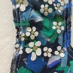 white blue and green floral quilted cowboy boot tee Size M Photo 5