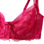 NEW SKARLETT BLUE Sheer Lace Balconette Bra Poppy Pink Size 32DD Adjustable Photo 1